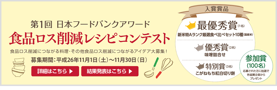 第1回 日本フードバンクアワード 食品ロス削減レシピコンテスト
